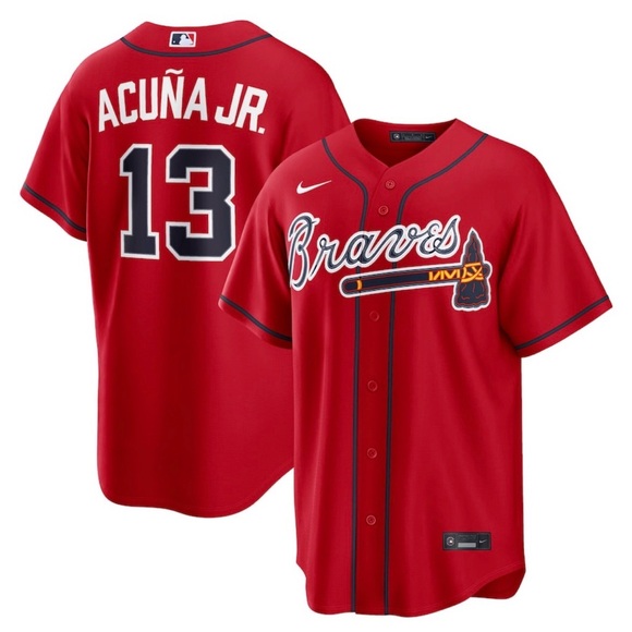 Nike MLB Other - Nike Men's Atlanta Braves Ronald Acuña Jr. #13 Red Alternate Baseball Jersey